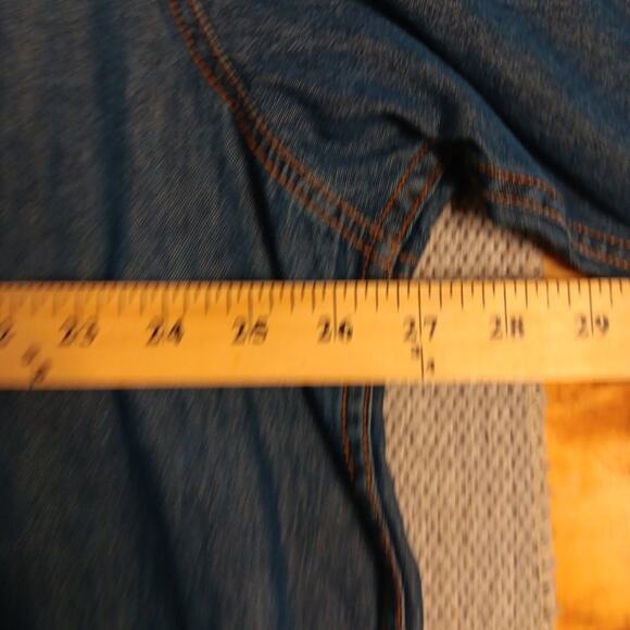 Plains Vintage Western Denim Shirt Men 2X  Blue Pearl Snap Big Mans Short Sleeve - Picture 13 of 15